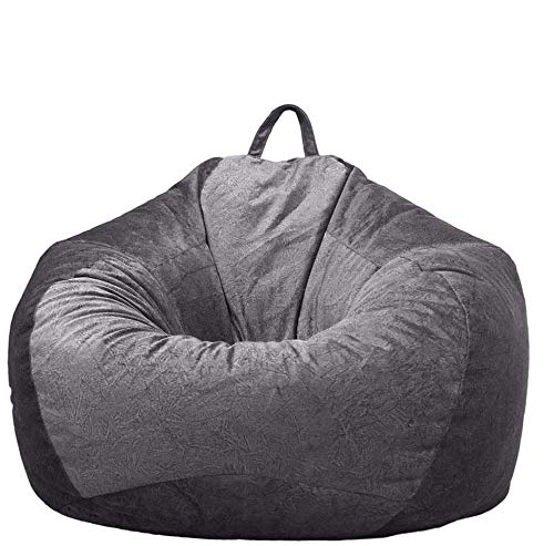78Henstridge Bean Bag Cover Short Velvet Fabric Cozy Plush Toy Bean Bags Storage Chair Sofa Slipcover for Adults Children Without Fillings (Dark Grey, 75 x 95 cm)
