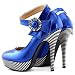 SHOW STORY Sexy Flower Ankle Strap Stripe Stiletto Platform Pumps Shoes,LF30404