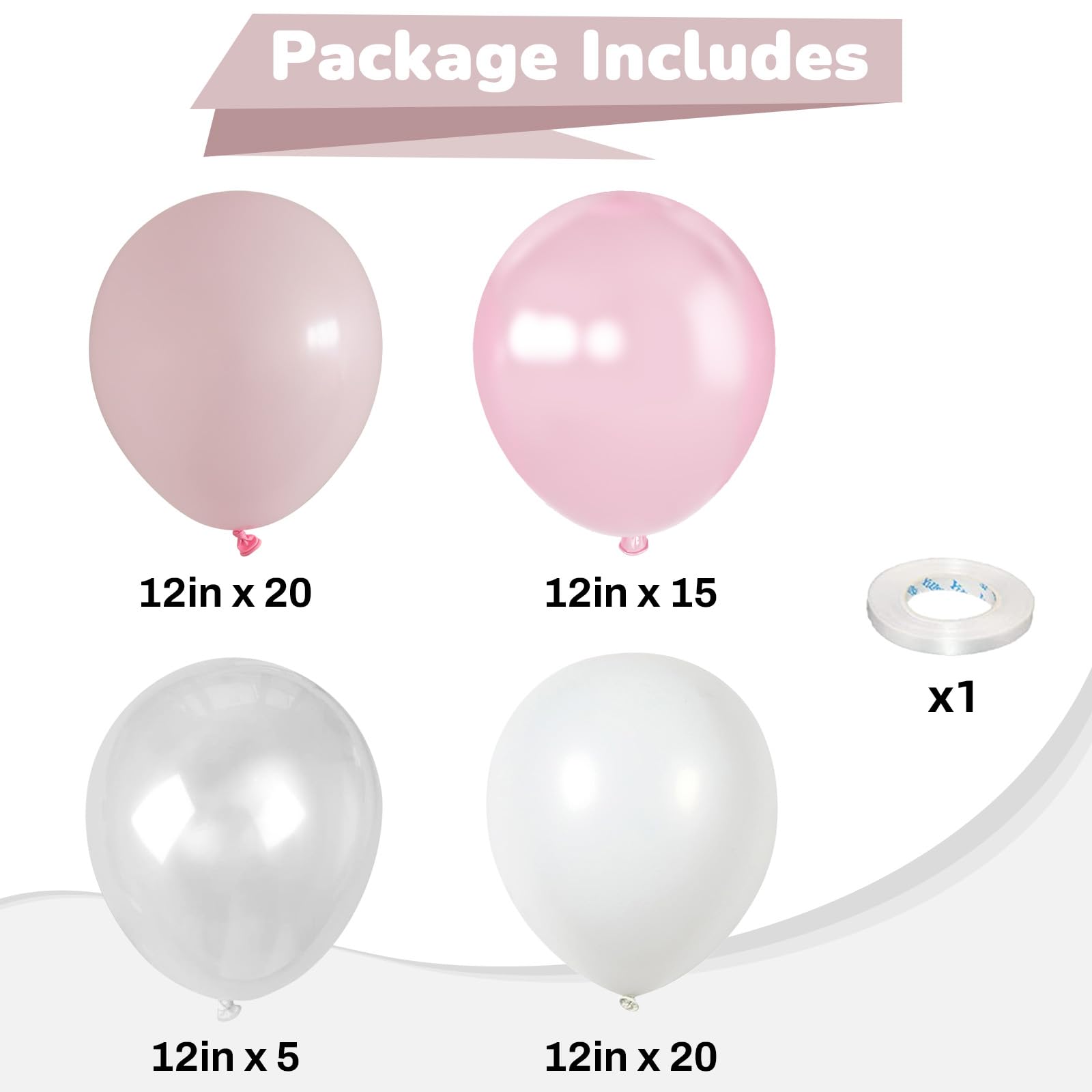Różowe balony, 60 szt., jasne, perłowe, różowe i białe, lateksowe balony imprezowe, 30 cm, podwójne wypchane balony dla dziewcząt, księżniczki, ślub, urodziny, baby shower, dekoracje imprezowe