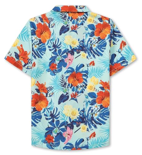Image of SANGTREE Girls & Women's Hawaiian Shirts Button Down Short Sleeve Floral Tropical Shirt Beach Vacation Blouse Tops
