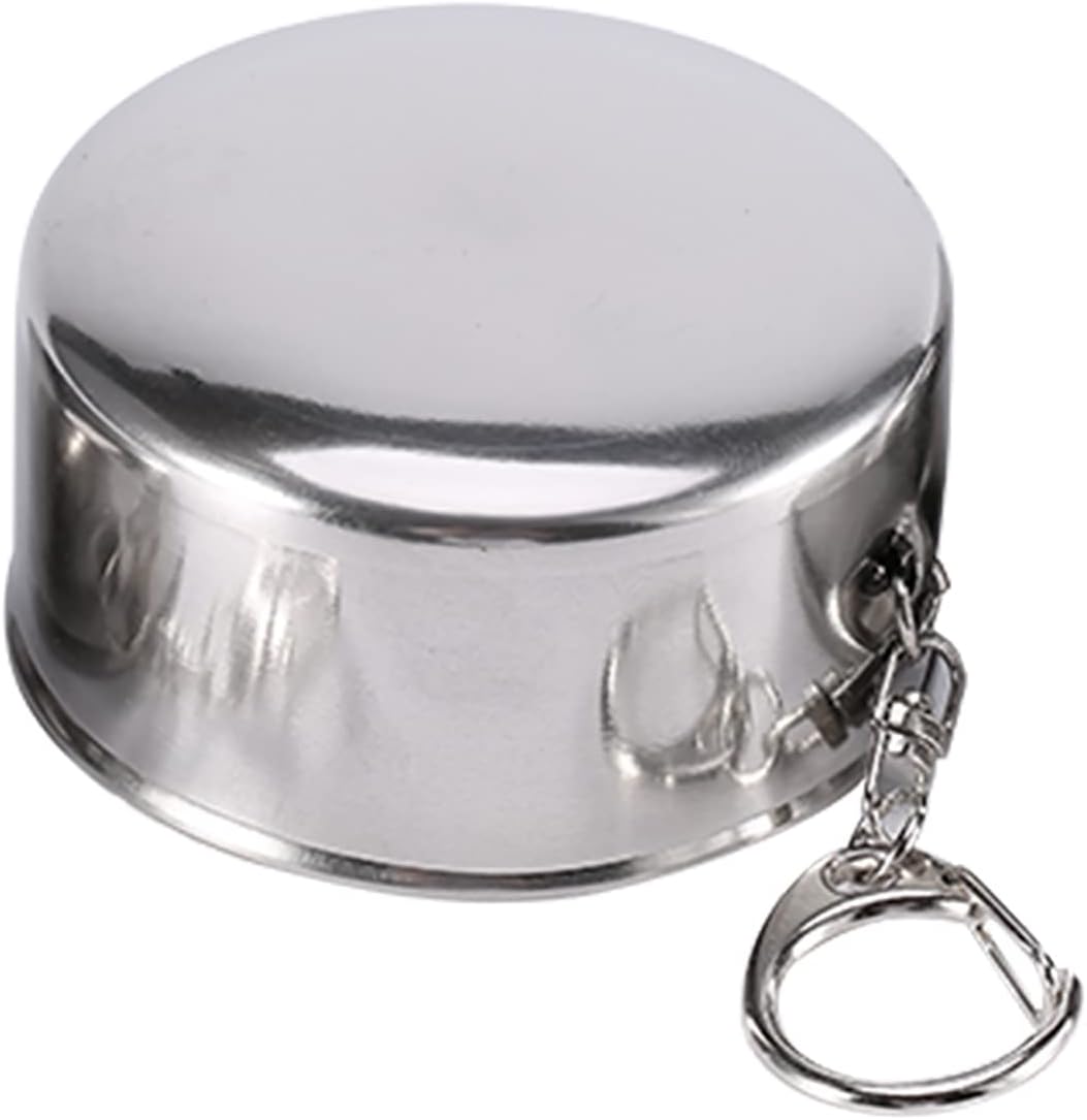 POCREATIONCollapsible Stainless Steel Travel Cup,Portable Outdoor Retractable Cup with Metal Keychain and Cover for Travel Camping Picnic 75ml 140ml 240ml (L)