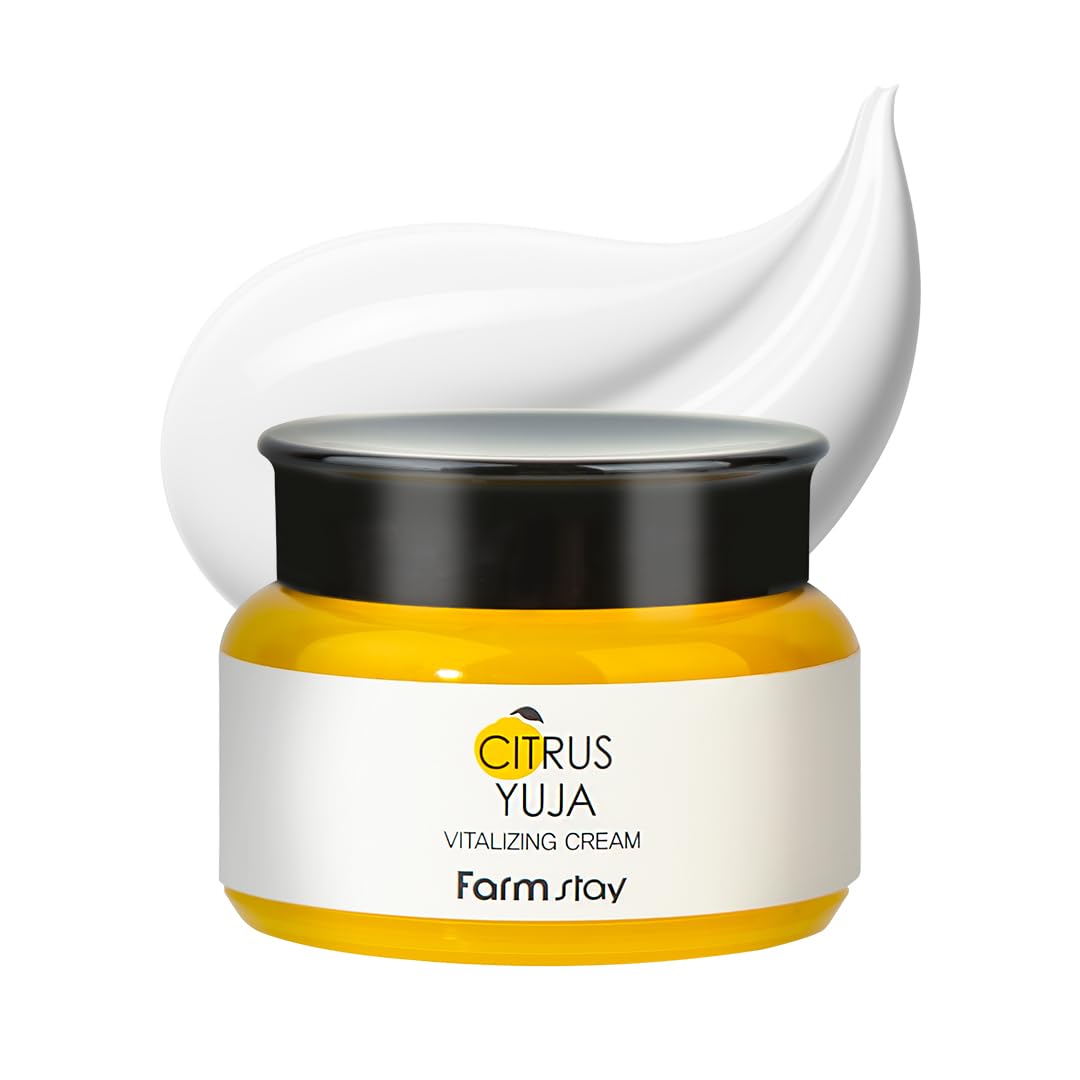 FARMSTAY Citrus Yuja Vitalizing Cream – Vitamin C Facial Moisturizer with Niacinamide for Dry & Sensitive Skin, Skin Barrier Repairing & Wrinkle Care, Korean Skincare, for Women & Men 3.52 oz