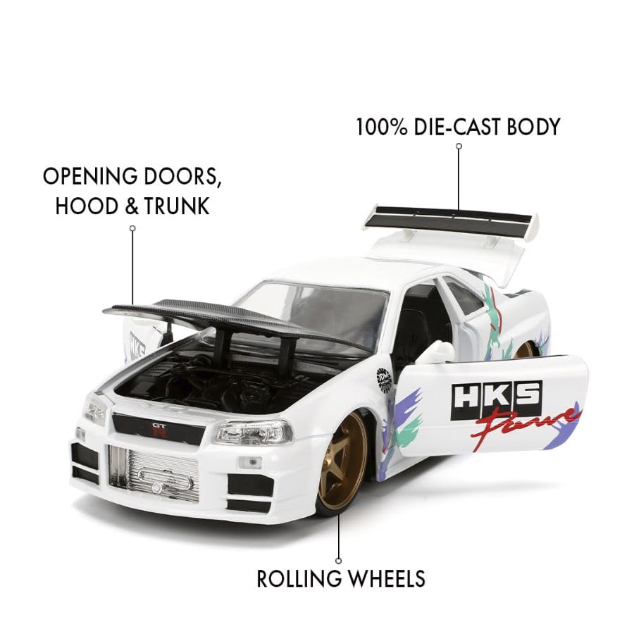 Jada Toys JDM Tuners 1:24 Die-Cast 2002 Nissan Skyline GT-R Blanco miniatura 6
