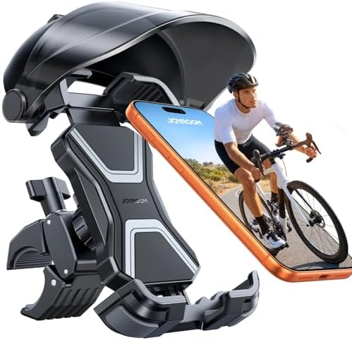 2026 JOYROOM Handyhalterung Fahrrad mit Sonnenblende, Handyhalter Motorrad Anti-Reflex, 1S-Montage, Universal Handy Halterung Fahrradlenker Kompatibel mit iPhone 17/16 und Samsung