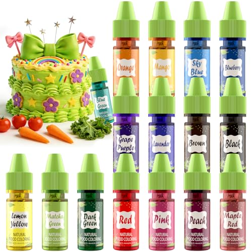 Natural Food Coloring Gel - 16 Colors Plant Based Dye Free Food Coloring, Liquid Natural Food Dye...