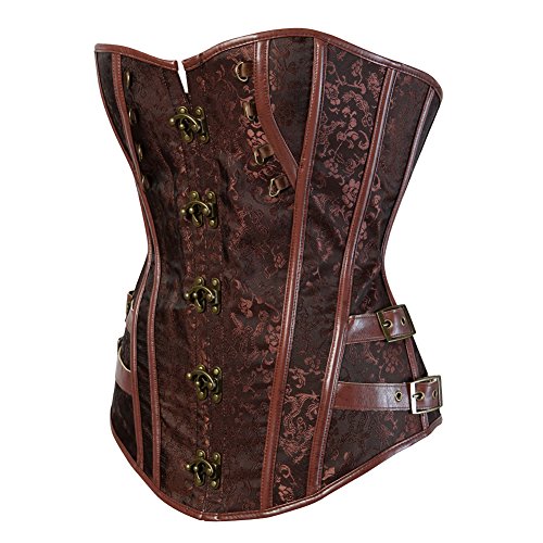 Grebrafan Steampunk Jacquard Viking Corset Bustier Top2