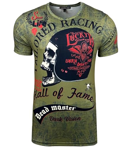 T-shirt homme col rond imprimé tête de mort idéal pour vos sorties biker
