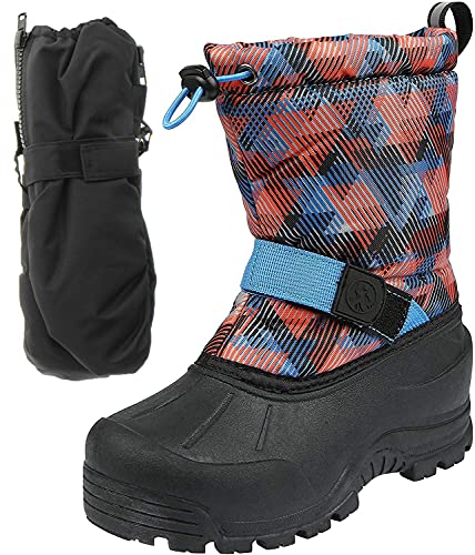 Northside Frosty Winter Snow Boots for Boys/Girls with Matching Waterproof Mittens, Size: 5 M US Toddler - Navy/Orange (Navy)