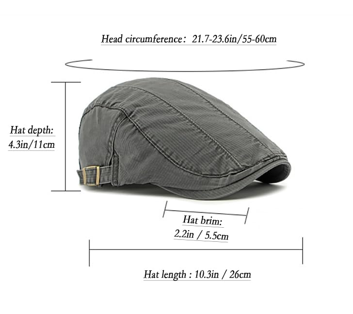 Image of Cotton Newsboy Cap for Men Flat Hats Adjustable Ivy Gatsby Driving Hat Cap