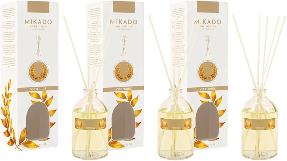 PCMOVILES Mikado Ambientador VICTORIUS 100 ml – Pack de 3 Unidades – Aroma Fresco y Natural – Difusor de Varillas para Casa, Oficina y Armario