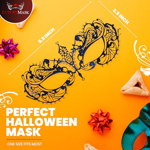 Image of Masquerade Mask for Women with Rhinestones - Elegant Metal Half Face Mask for Masquerade Parties, Mardi Gras, & Themed Events
