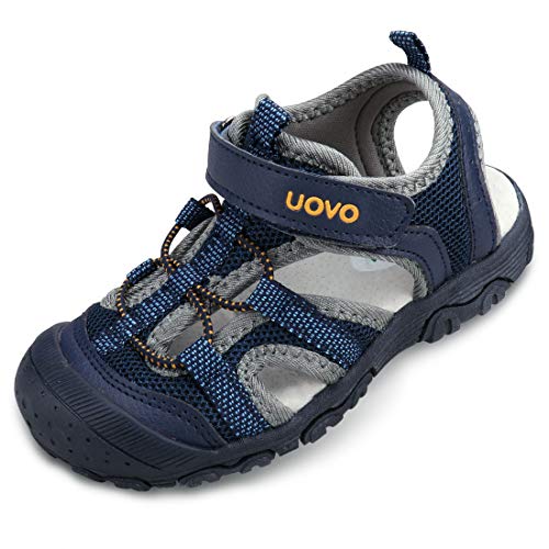 UOVO Sandali per Bambini Ragazzi Beach Outdoor Sandali Sportivi Bambino Trekking Scarpe a Punta Chiusa con Solette Foderate di Pelle Antiscivolo delle Taglie 34 EU