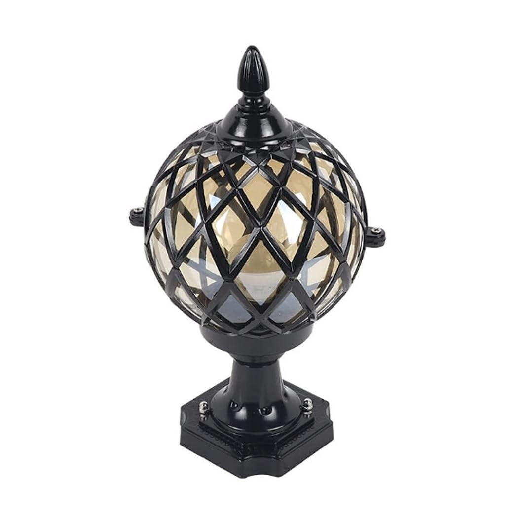 AZHKJKZH Post Cap Lights Globe Column Light E27 Aluminium Glass Ball Pillar Outdoor Post Lamps Courtyard Patio Porch Gate Landscape Outdoor Garden(Bronze)