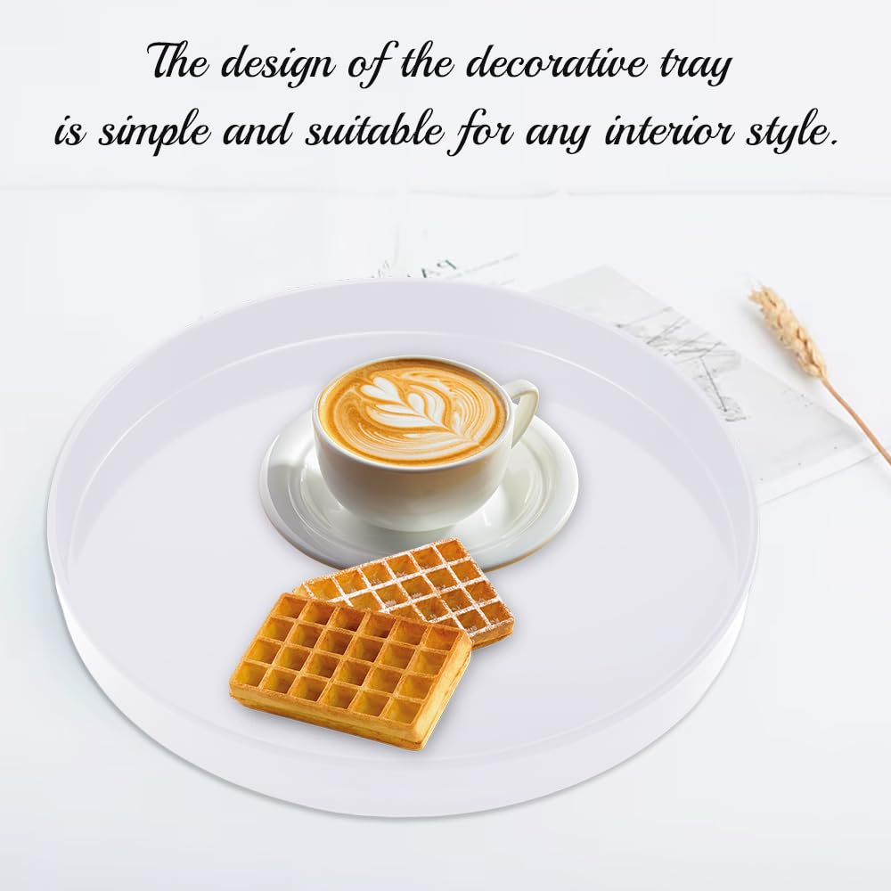 Vassoio Rotondo Decorativo In Legno E Nero – Moderno Minimalista Per Tavolino, Portacandele, Organizer Profumi O Vassoio Da Colazione - 5