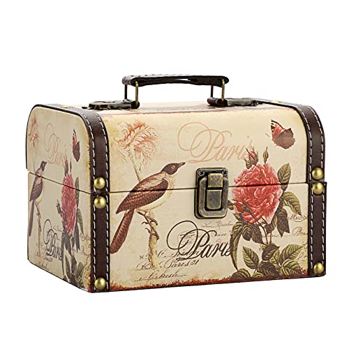 Elldoo PYVLUX-US459 Decorative Treasure Chest Box, Wooden + Pu Leather Storage Box cover