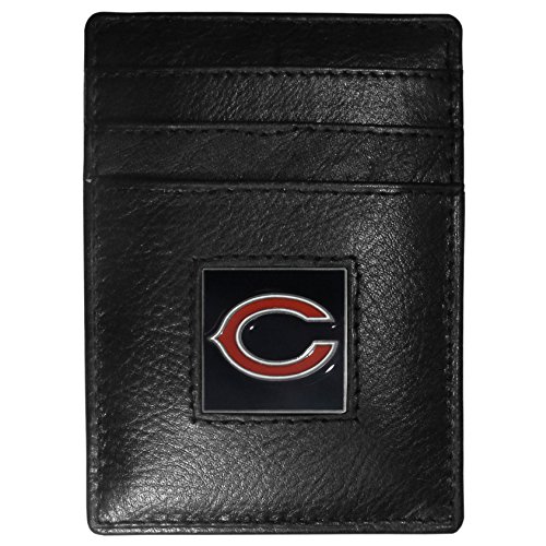 NFL Siskiyou Sports Mens Chicago Bears Leather Money Clip/Cardholder One Size Black