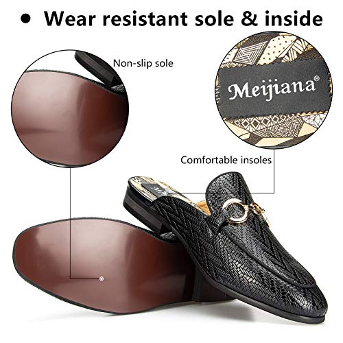 Meijiana Men's Slippers Slip-On Loafers Leather Formal Wear Casual Open Back Sandals3
