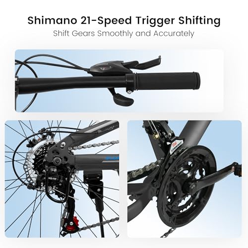 Image of Ecarpat 24 /26 /27.5 Inch Mountain Bike, Full /Front Suspension Mens Boys Mountain Bike with 21 Speed Steel Frame and Dual Disc Brakes, Adult Sport Bicycle for Trail City Road, Gift Choice