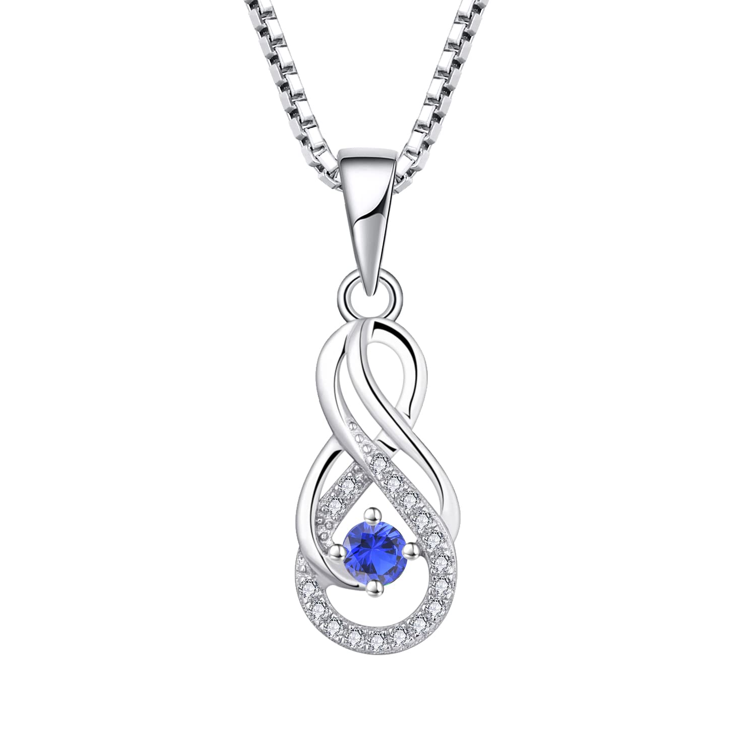 starchenieInfinity Necklace 925 Sterling Silver, 3A Cubic Zirconia Pendant Jewellery for Women