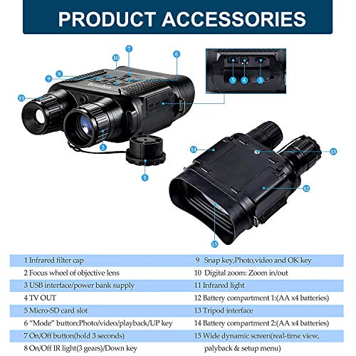 Digitales Nachtsicht Fernglas für die Jagd 7x31 mit 4 Zoll TFT LCD HD-Infrarot IR Kamera und Camcorder mit Einer… – Bild 3
