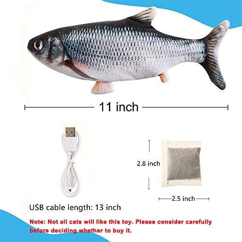 Floppy Fish Cat Toy - Cat Toys for Indoor Cats, 11" Interactive Catnip Toys for Cats, Realistic Plush Simulation Moving Fish Cat Toy, Washable, Perfect for Cats Kittens to Bite, Chew and Kick