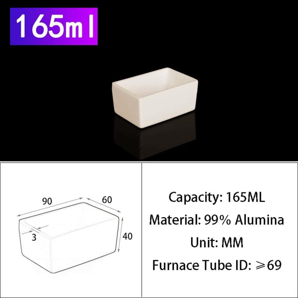Crisol de alúmina al 99% - Contenedor de corindón cuadrado Al2O3 resistente a altas temperaturas for laboratorio e industria, 1 unidad(90x60x40mm)