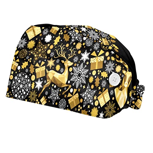 Chapeaux de travail Noël au motif de wapiti jaune | Casquette unisexe 2 pièces