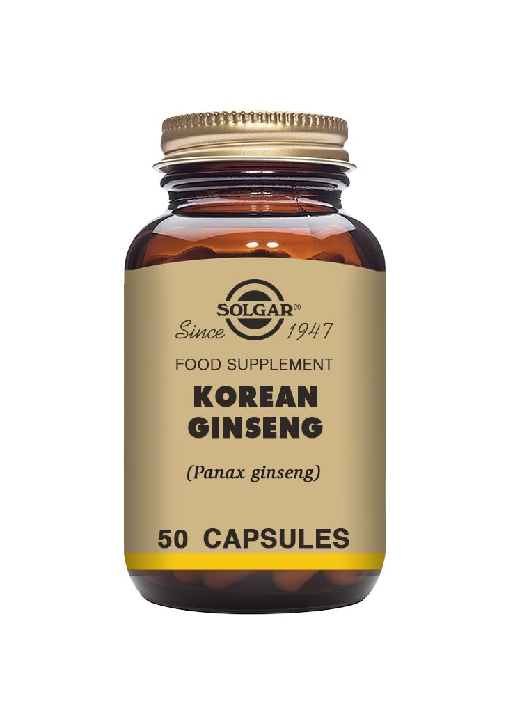 Solgar Korean Ginseng Vegetable Capsules - Pack of 50 - Improves Concentration - for Energy and Vitality - Vegan, Gluten Free and Kosher