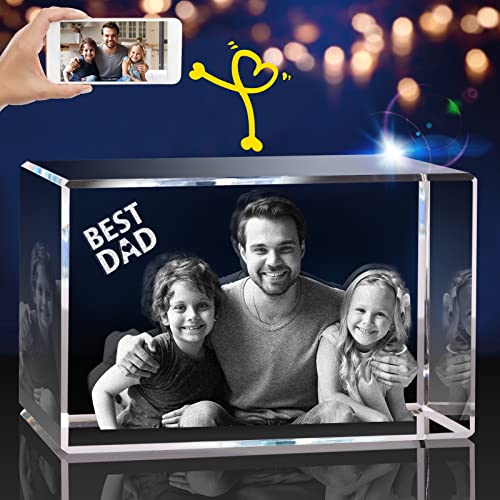 gift personalized - 3Dpixdance 3D Crystal Photo, Personalized Gifts with Your Own Photo for Mom, Dad, Grandpa, Customized Gift for Mothers day, Fathers day, Birthday, Wedding, Anniversary, Memorial (Small, Landscape)