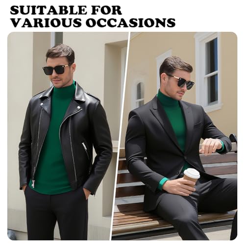 Image of Men's Turtleneck Casual Basic High Neck Long Sleeve T Shirts Half Neck Lightweight Pullover Sweater
