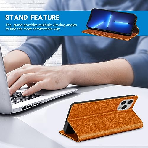 Image of ZZXX for iPhone 13 Pro Wallet Case Strong Magnetic 6.1 inch,Brown
