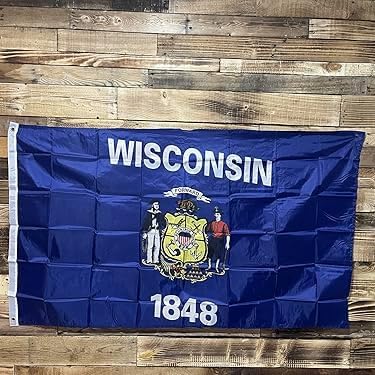 Wisconsin State Flag 3x5 Ft, Deluxe Full Embroidered Heavy Duty 100% Polyester Durable WI Outside Flags, Indoor/Outdoor, Sewn Stripes and Brass Grommets - Image 8