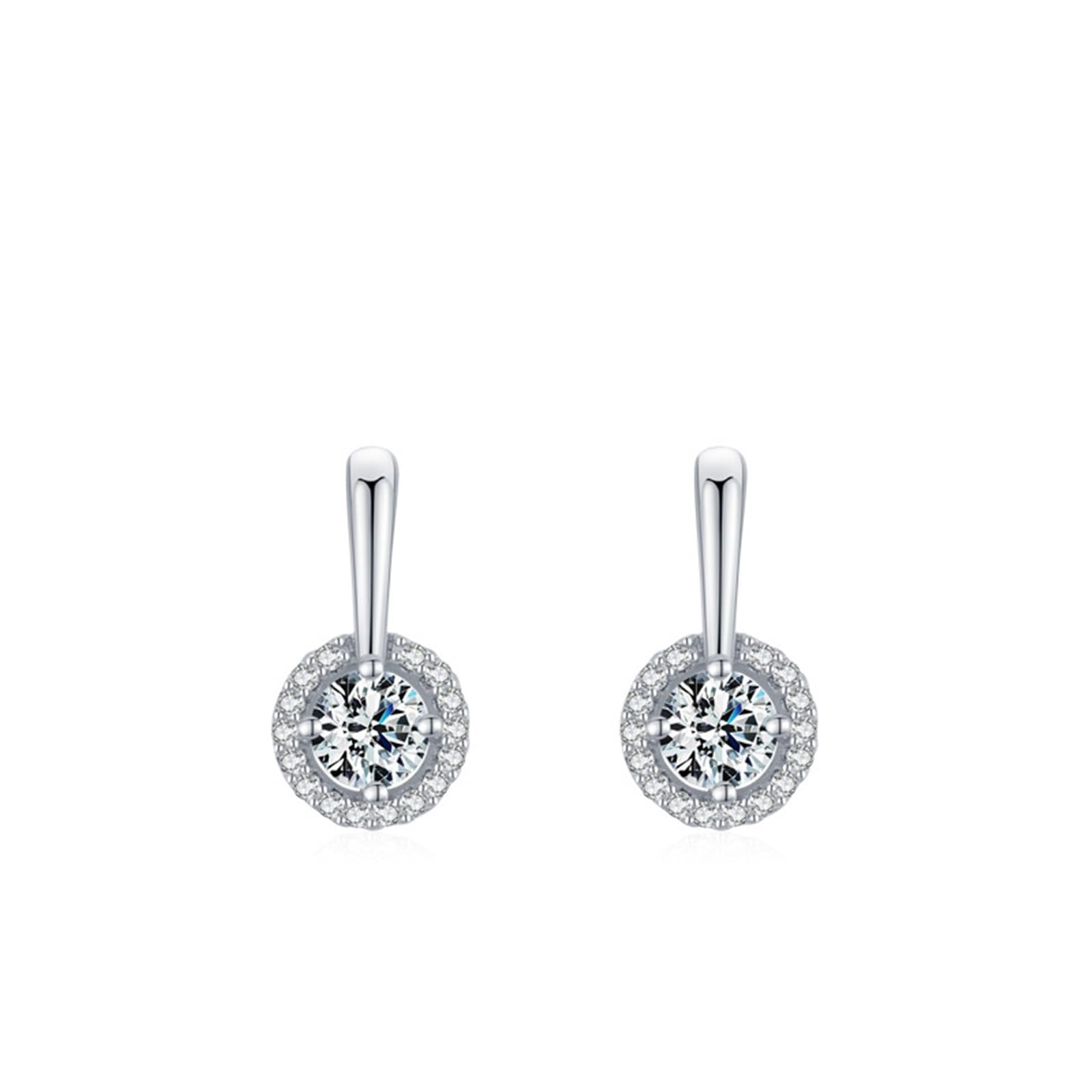 Kolczyki na sztyfcie, białe złoto, 750 585 375, prawdziwe złoto, damskie kolczyki damskie, okrągłe okrągłe kolczyki Moissanite, biżuteria na wesele, dla panny młodej, białe złoto