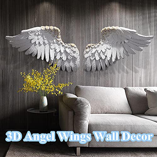Gaofan Decorative Angel Wings Wall Sculpture, Hanging Home Wall Decor, 3D Angel Wings Wall Decoration, For Living Room Bedroom,White #TOP2