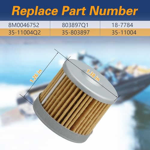 Image of Fuel Filter Kit Compatible with Mercury Marine MerCruiser 4 Cyl 6 Cyl Stern Drive and Inboard Engines Replace#: 8M0046752 803897Q1 18-7784 35-11004Q2 35-803897 35-11004