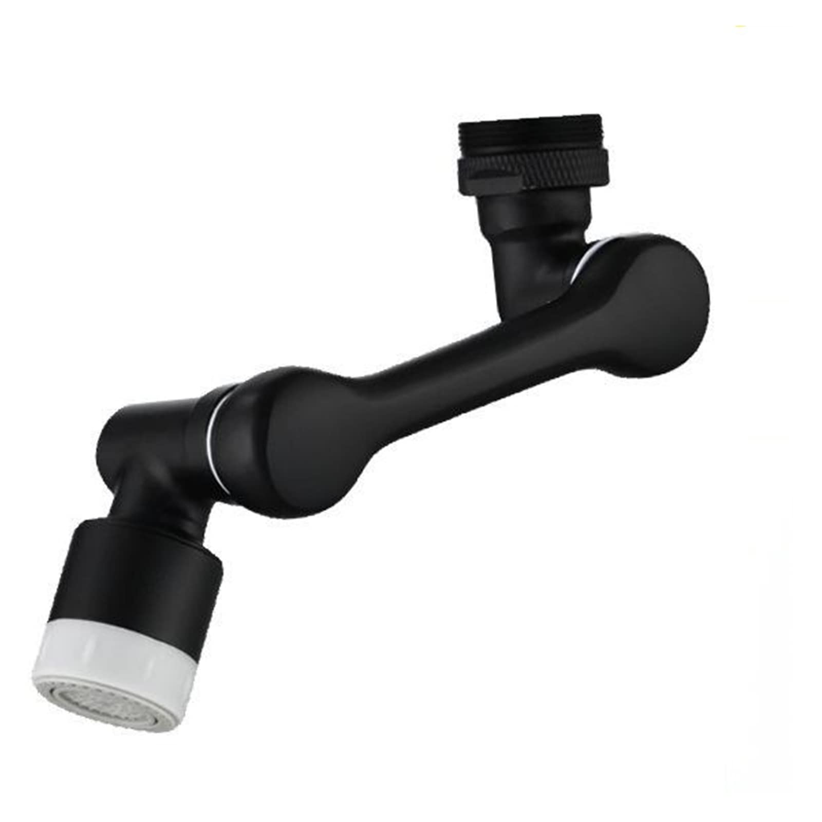 Eretyret Dual Black Full Copper Core Rotating Kitchen Faucet Universal 1080° Swivel Extender Aerator Foldable Design(Dual Black)
