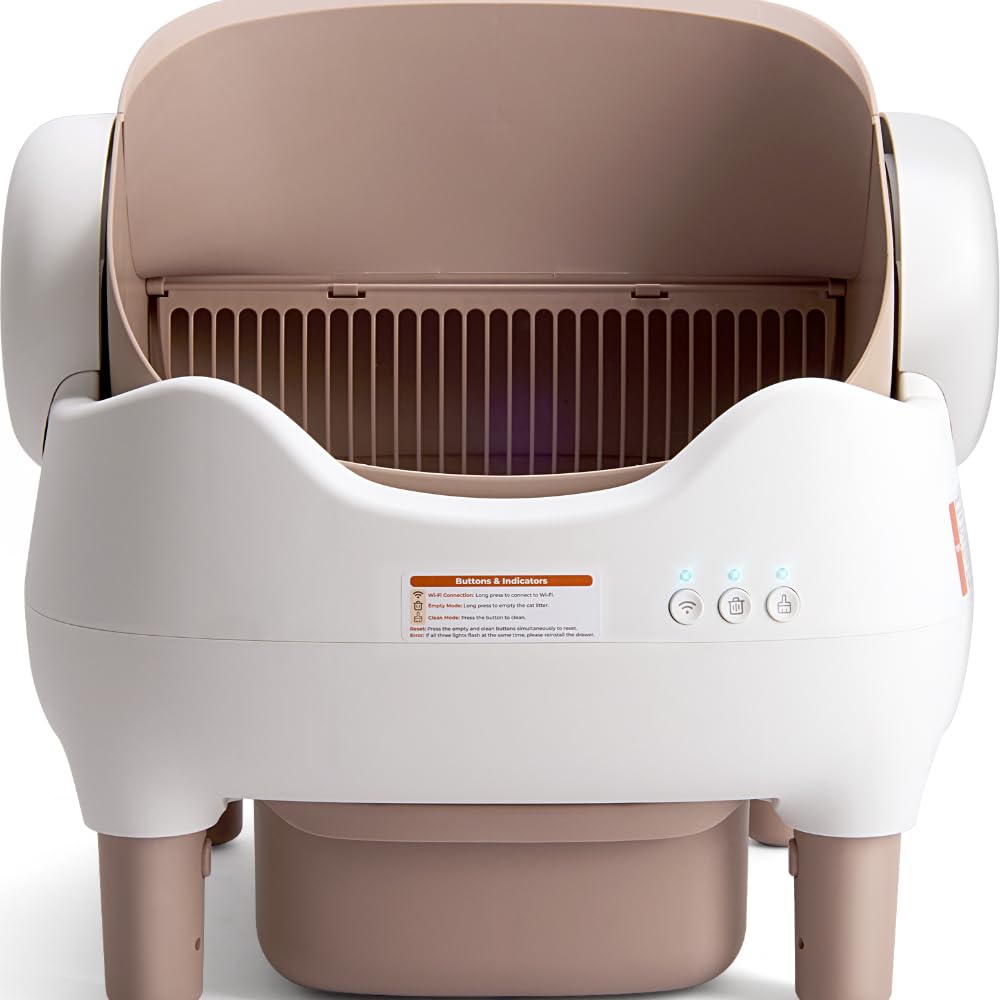 Extra-large Smart Self-cleaning Cat Litter Box, Smart Litter Box With App-Controlled Automatic Cleaner, Built-in Ambient Light & Dual Odor Elimination, 2-Week Automatic Maintenance, Large Waste Bin