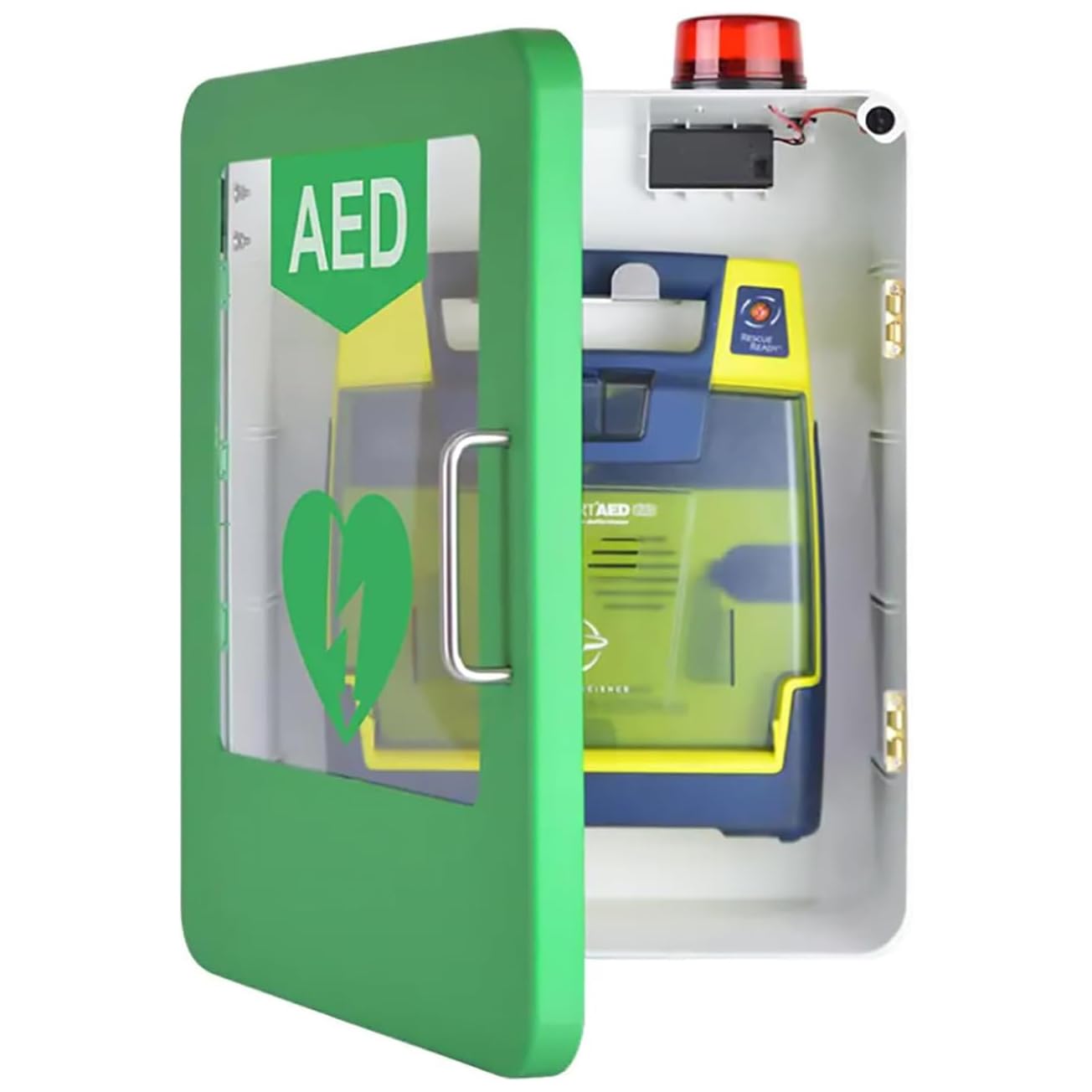 AED-Defibrillator-Aufbewahrungsschrank, AED-Schrank, wandmontierter Defibrillator-Schrank mit Griff, Doppelschaltersteuerung, PVC-Aufbewahrungsschrank mit durchsichtigem Fenster und Griff, für Zuhau