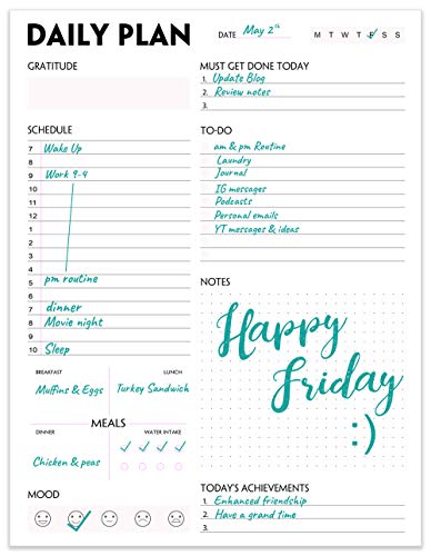 Weekplannerblok - afscheurplannerblok met dagschema en kalender, 52 vellen, 100 gsm papier, ongedateerde wekelijkse to… - Image 3