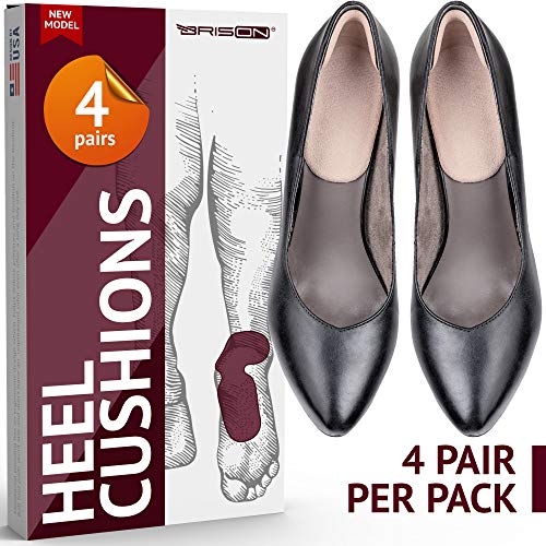 Heel Cushion Pads for Women and Men - Comfortable Suede Reusable Soft Shoe Inserts Self-Adhesive Foot Care Protector Grips Liners - Heel Pain Relief Bunion Callus Blisters - 4 Pairs - Thumbnail 6
