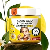 LTEPSKA Turmeric Kojic Acid Cleansing Pads, 55 Pcs Kojic Acid and Turmeric Cleansing Pads, Exfoliating Dark Spot Remover for Face with Vitamin C, For Brightening