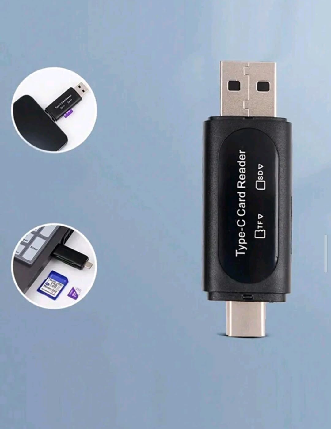 Szybki czytnik kart typu C – USB 3.0, podwójny port karty pamięci SD/TF, transfer danych 5 Gb/s, kompatybilny z laptopami, smartfonami i tabletami
