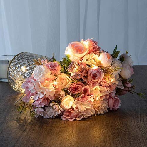 KELINGO Artificial LED Pink Rose Flowers with Glass Vase, Flower Arrangement for Table Centerpiece, Home Office Wedding Decoration - Cosy Home Interiors KELINGO Artificial LED Pink Rose Flowers with Glass Vase, Flower Arrangement for Table Centerpiece, Home Office Wedding Decoration - Image 6