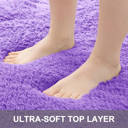 OLANLY 2x5 Machine Washable Runner Rugs for Hallway, Soft Fluffy Shaggy Bedside Rugs for Bedroom, Living Room, Indoor Floor Carpet for Kids Girls and Boys, Nursery Rooms, Home Decor Aesthetic, Purple