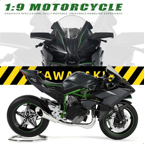Image of 1:9 Motorcycle Model for Kawasaki Ninja H2R Metal Die-cast Motorcycle Model No Assembly Required Mini Finished Moto Classic Collection Gift for Adult(Black)