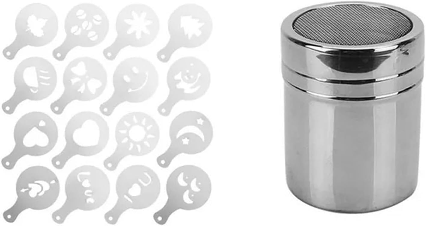 5pcs Stainless Steel Cafe Foam Template Barista Stencils Mold Coffee Latte Powder Sprinkle(ABS Stencils Set)