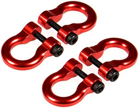 Que-T 4 Pcs Aluminum Tow Shackle for 1/10 Scale TRX-4 Crawler Car (Red)