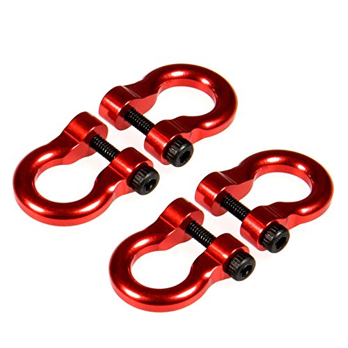Que-T 4 Pcs Aluminum Tow Shackle For 1/10 Scale Trx-4 Crawler Car (Red) #TOP29