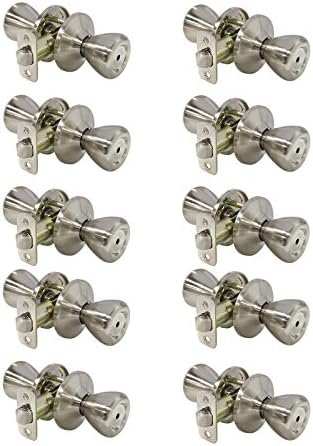 Gobrico Tulip-Style Satin Nickel Keyless Privacy Door Locksets for Bedroom or Bath -10Pack