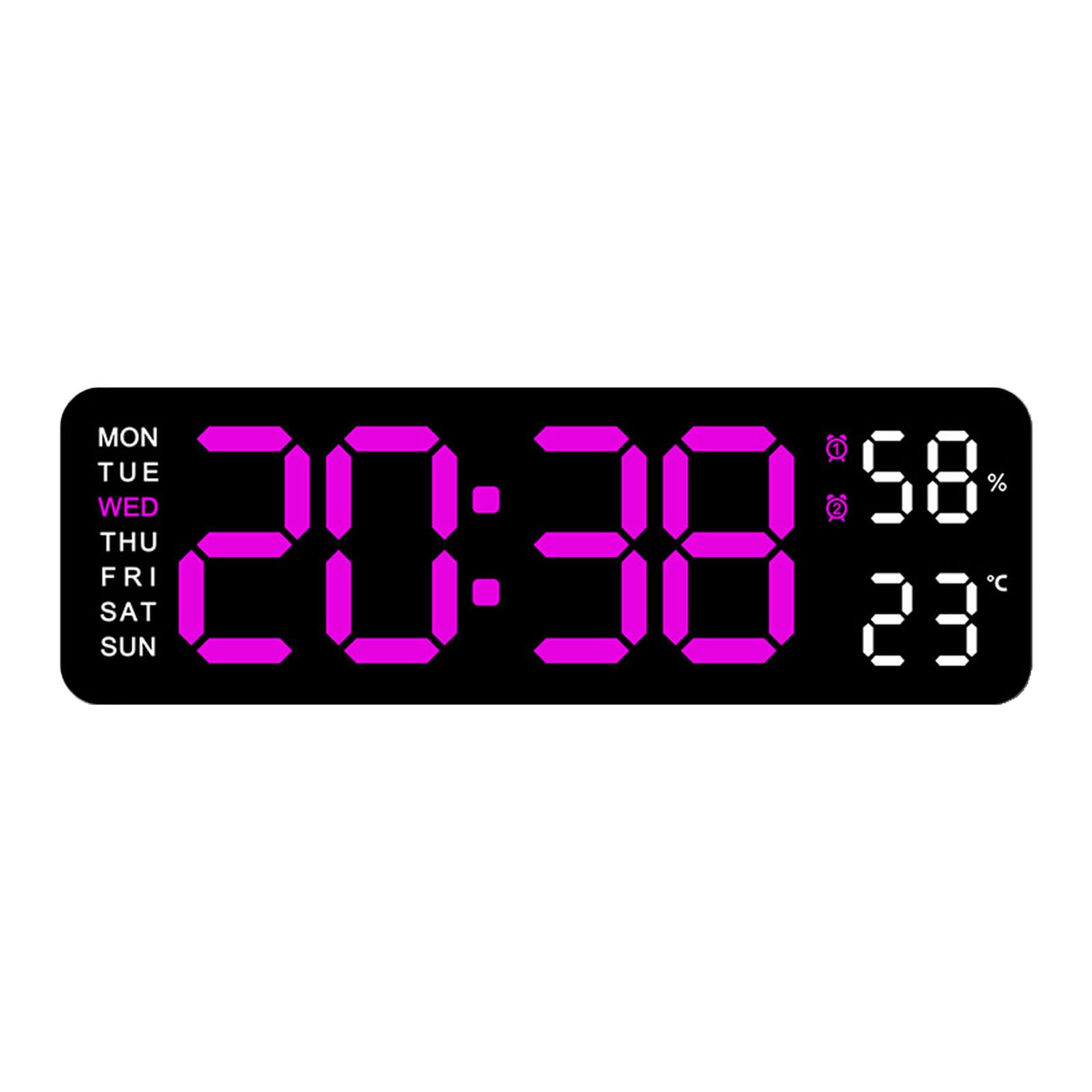 alloneslife Digital LED Wall Alarm Clock with 9in LED Calendar and Temperature Display for Bedroom Living Room Desktop Decoration Student Dormitory Clock